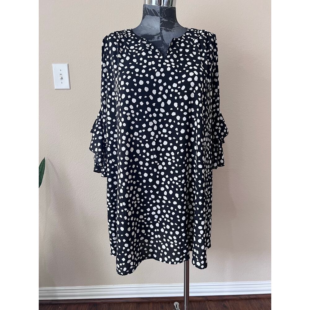 Umgee Black Mini Dress with White Polka Dot Print